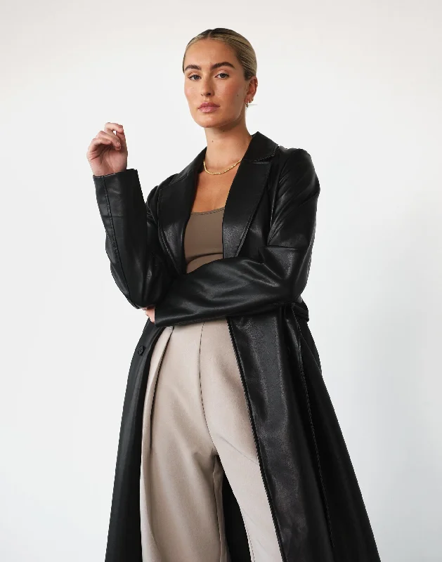 Blaze Trench Coat (Black PU)