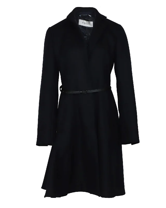 Midnight Blue Wool Belted Coat