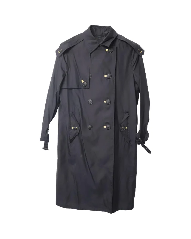 Black Polyamide Trench Coat with Waist Belt by Burberry