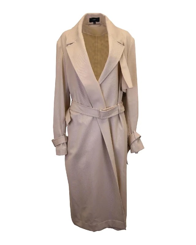 Belted Trench Coat in Beige Wool for Women