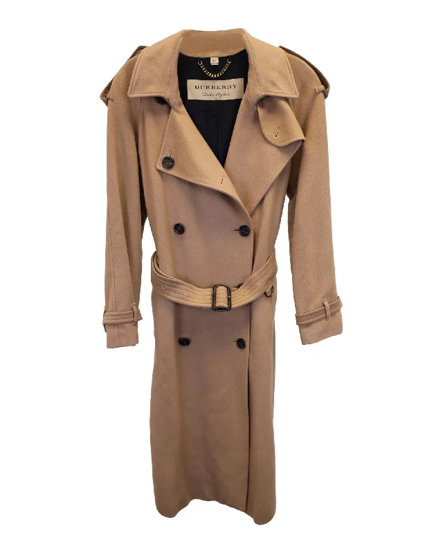 Double-Breasted Trench Coat in Beige Cupro