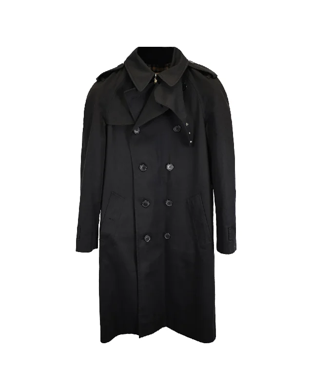 Black Cotton Belted Trench Coat by Saint Laurent