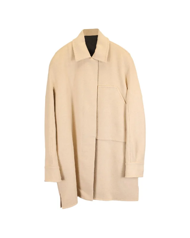 Oversized Beige Wool Jacket with Cargo Pocket by Max Mara