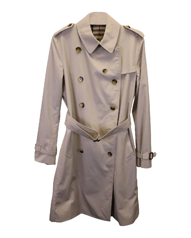 Double Breasted Rain Coat with Belt in Beige Polyester