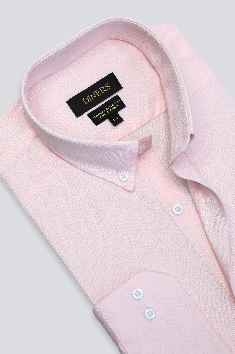 Light Pink Twill Textured Casual Shirt