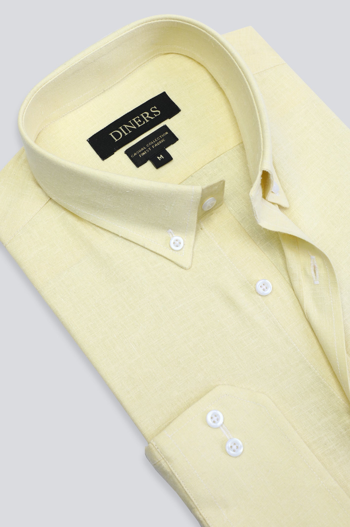 Yellow Pinpoint Textured Casual Shirt