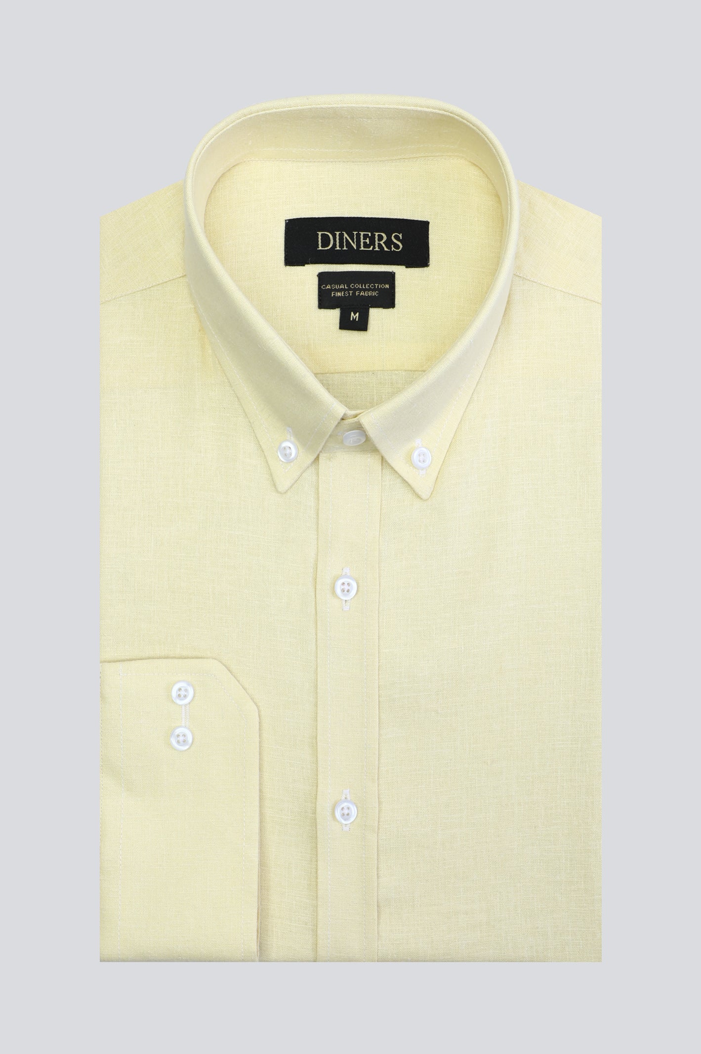 Yellow Pinpoint Textured Casual Shirt