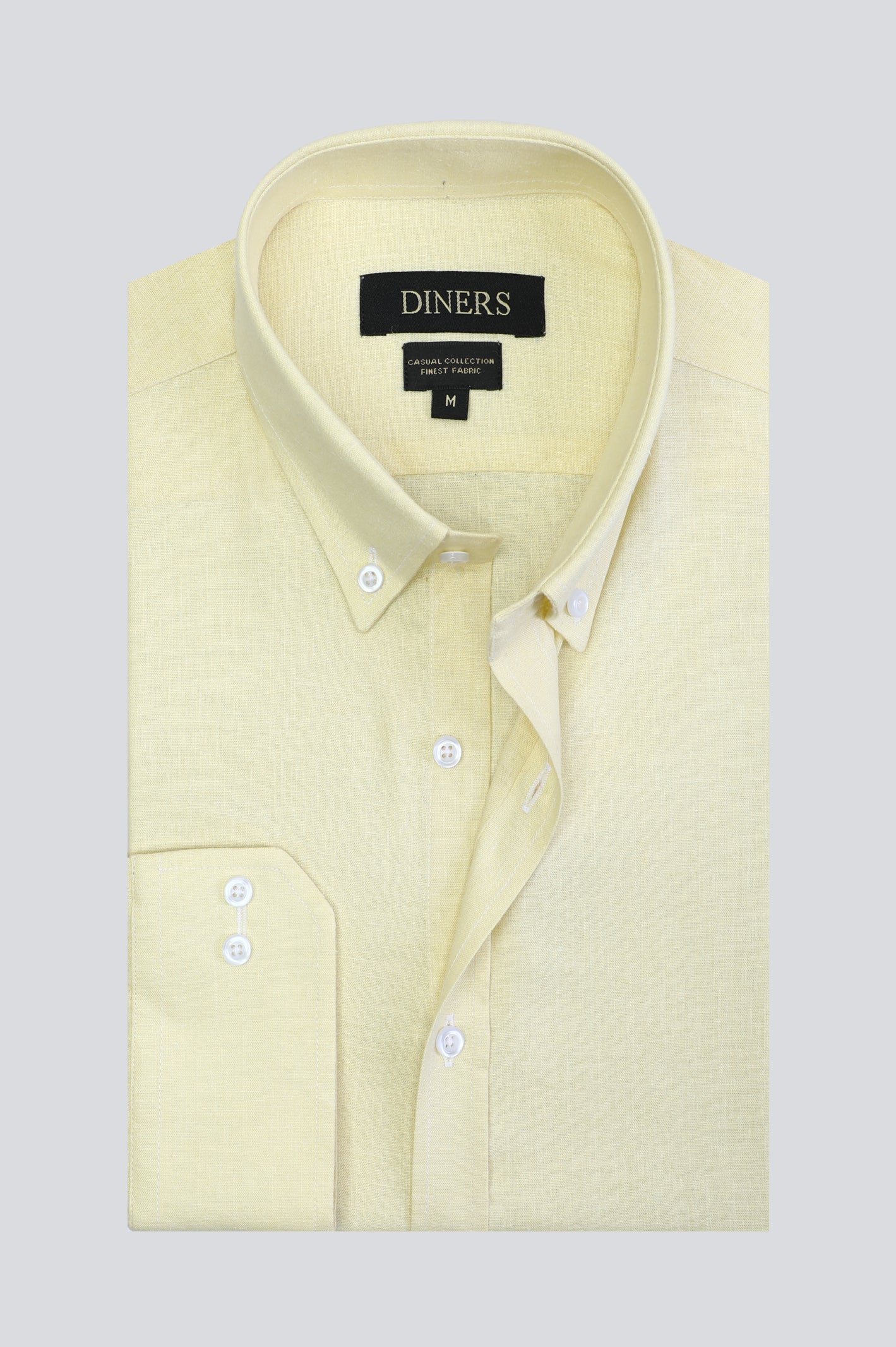 Yellow Pinpoint Textured Casual Shirt