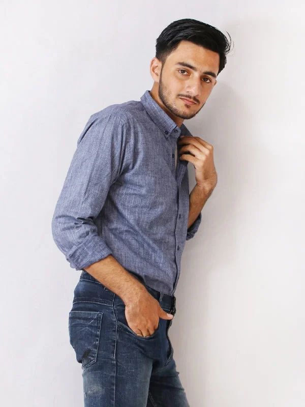 AN Men's Casual Shirt Blue