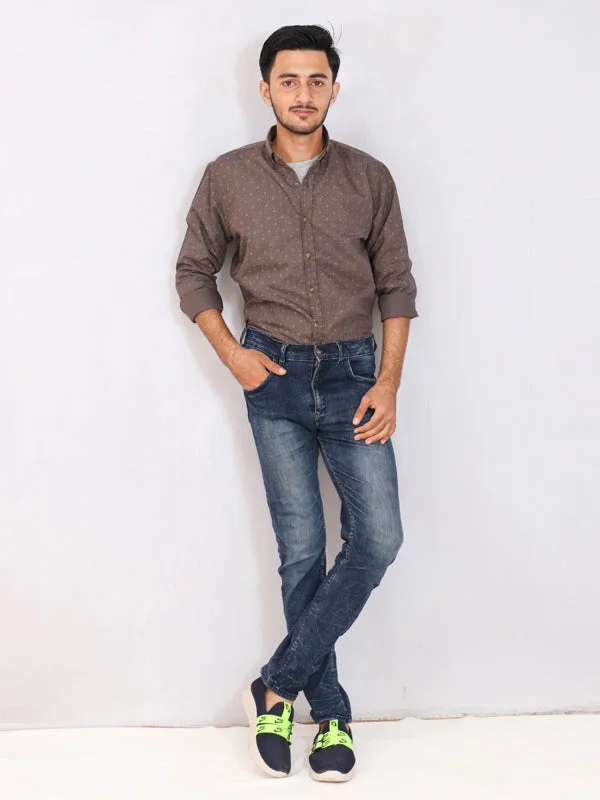 AN Men's Casual Shirt Brown Design