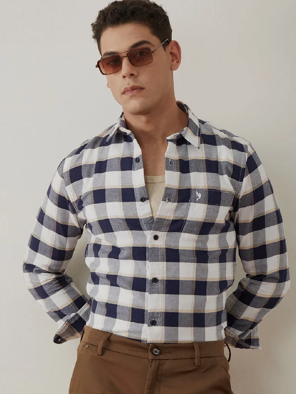 Beige Checks Slim Fit Shirt