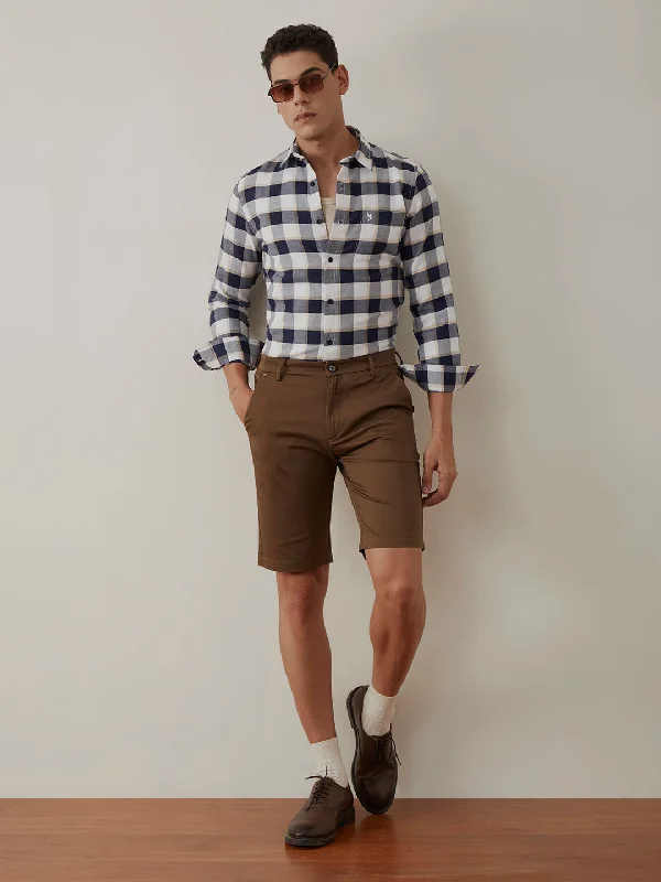 Beige Checks Slim Fit Shirt