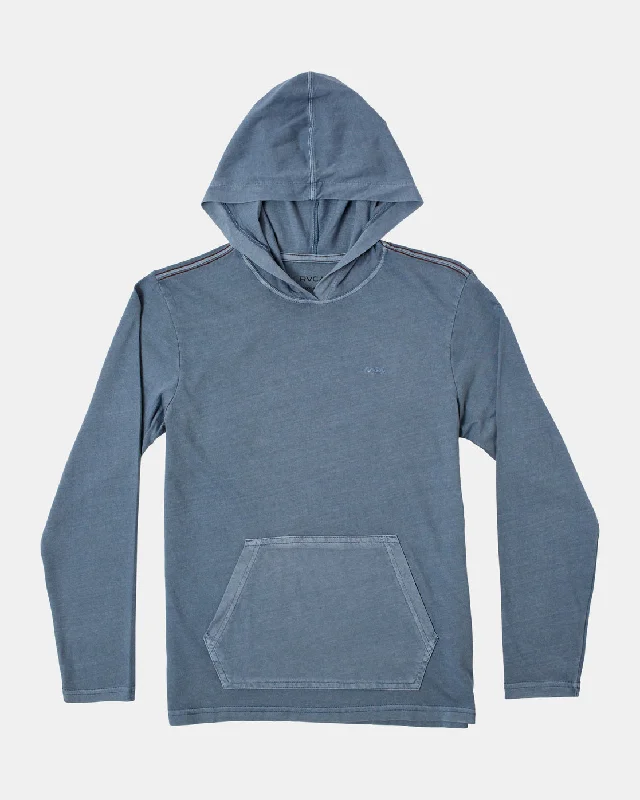 Boys Pocket Pigment Hooded Long Sleeve Tee - Industrial Blue