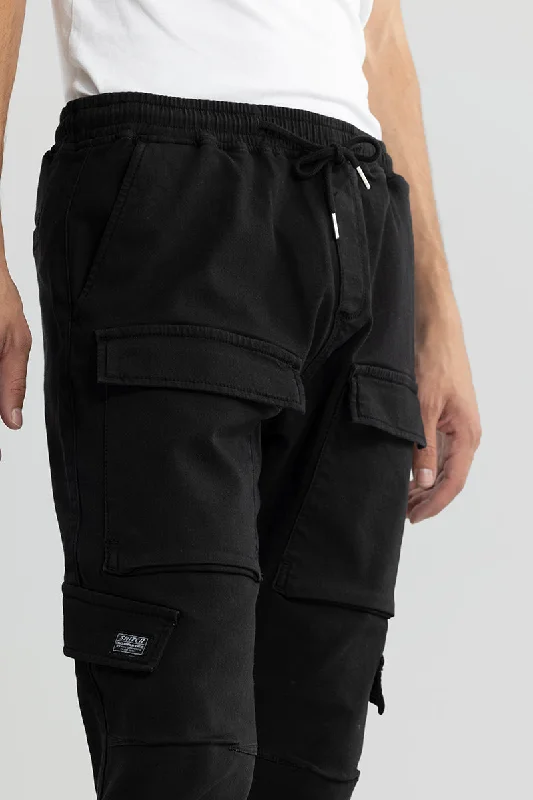 Combat Black Soft Denim Cargo Pant