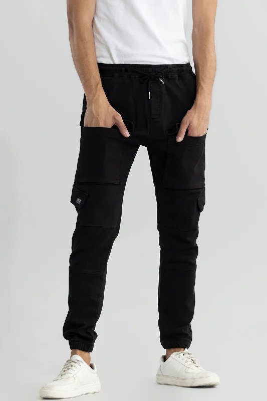 Combat Black Soft Denim Cargo Pant