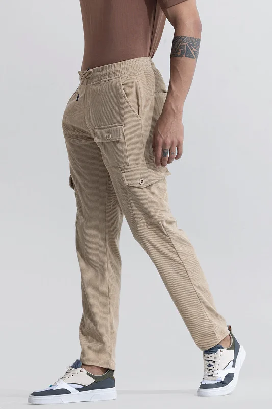 Cullin Beige Corduroy Cargo Pant