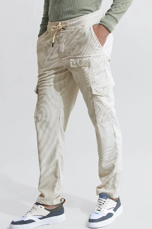 Cullin Off-White Corduroy Cargo Pant