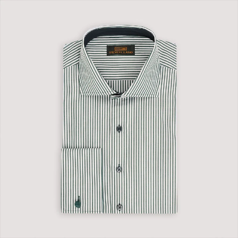 The Callum Dress Shirt | Spread Collar | French Cuff | 100% Cotton | Forest Green