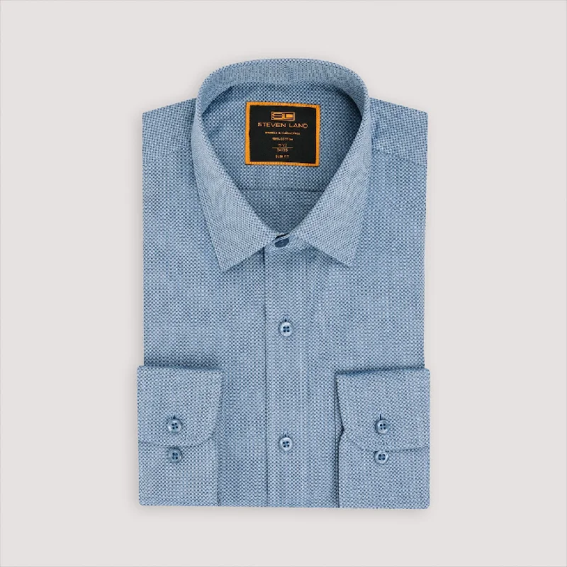 The Silo Dress Shirt | Classic Collar | Adjustable Rounded Barrel Cuff | 100% Cotton | Blue