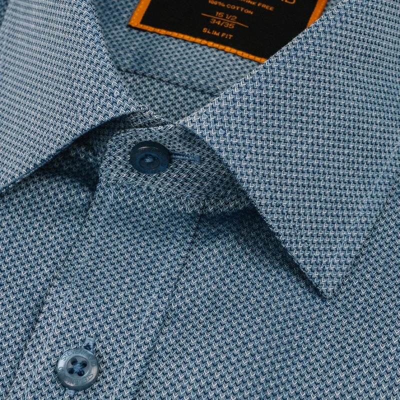 The Silo Dress Shirt | Classic Collar | Adjustable Rounded Barrel Cuff | 100% Cotton | Blue