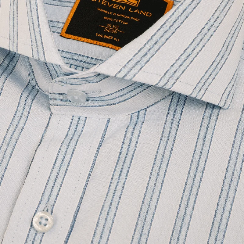 The Lorenzo Dress Shirt | Cutaway Collar | Angled French Cuff | 100% Cotton | Blue