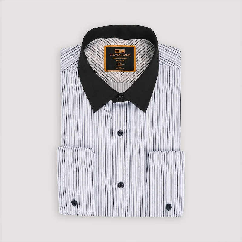 The Contrast Dress Shirt | Classic Collar | French Cuff | 100% Cotton | Black