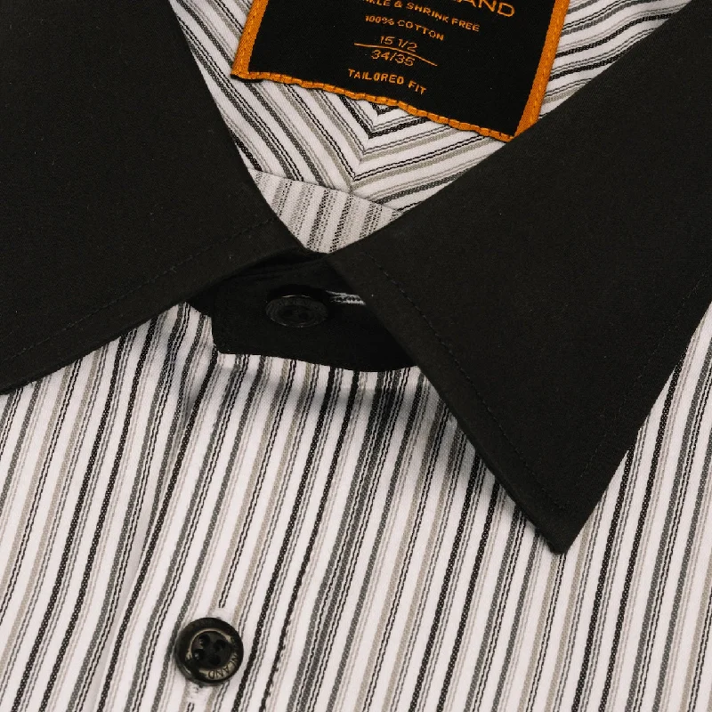 The Contrast Dress Shirt | Classic Collar | French Cuff | 100% Cotton | Black