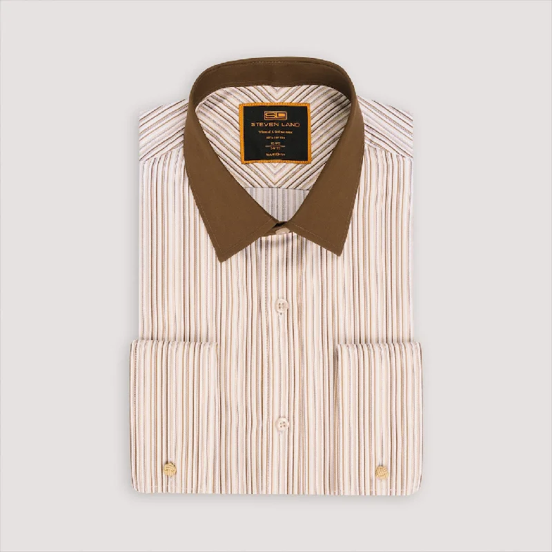 The Contrast Dress Shirt | Classic Collar | French Cuff | 100% Cotton | Whiskey