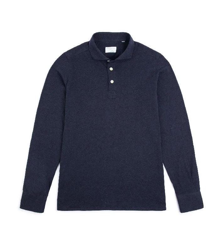 Finamore Cotton Cashmere Orlando Polo Shirt: Navy