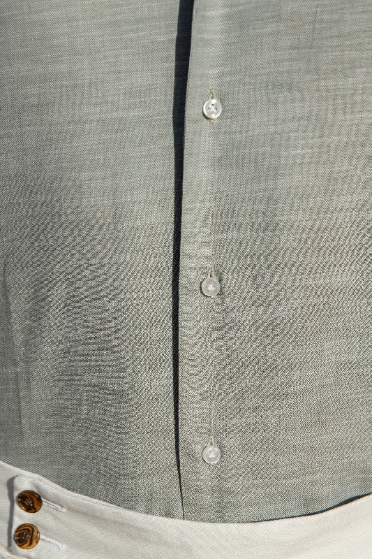 Green chambray cotton shirt - Made in Italy