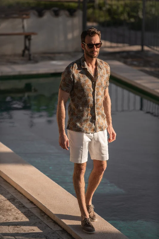 Green Hawaiana linen shirt - Made in Italy