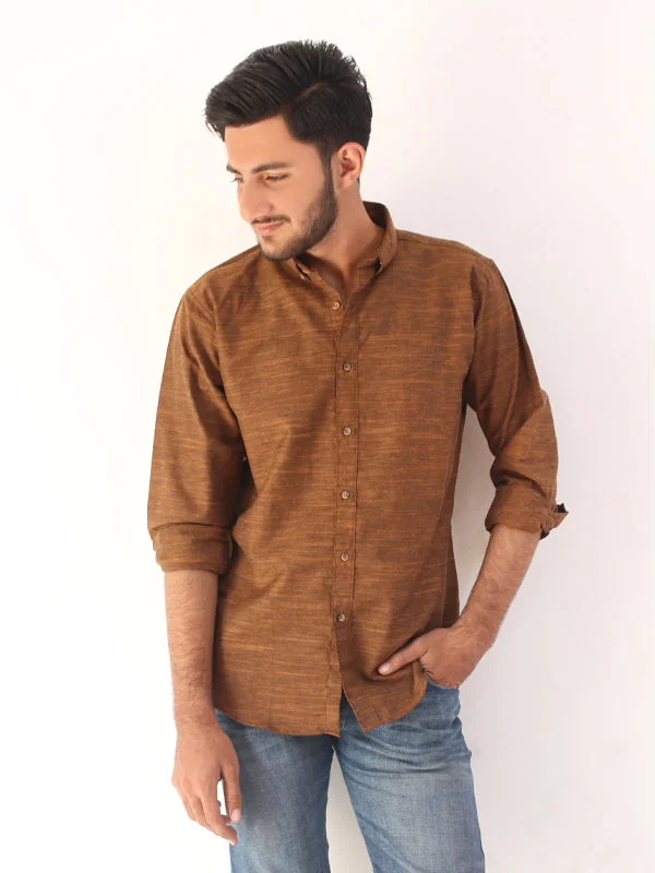 Men's Chambray Casual Shirt Brown