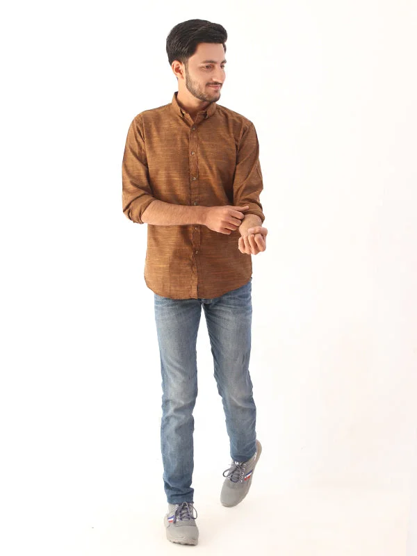 Men's Chambray Casual Shirt Brown