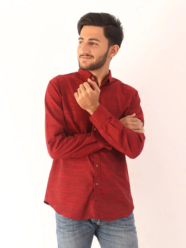 Men's Chambray Casual Shirt Red