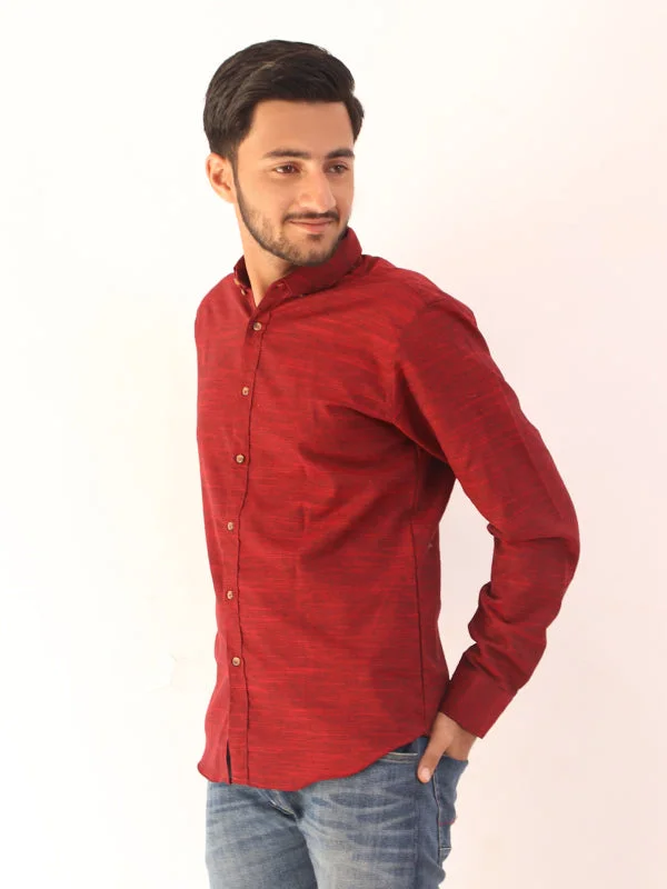 Men's Chambray Casual Shirt Red