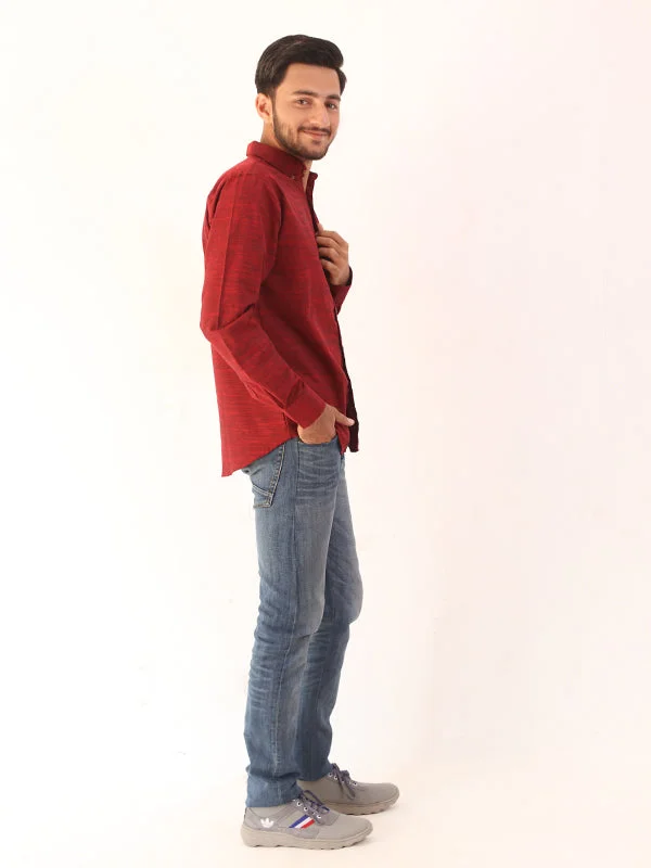 Men's Chambray Casual Shirt Red