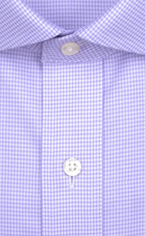 Slim Fit Purple Houndstooth English Spread Collar Supima® Cotton Non-Iron Twill Dress Shirt