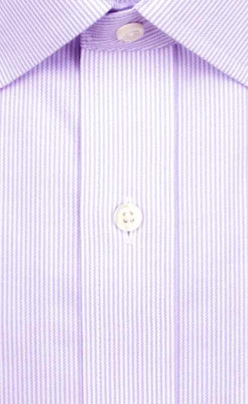 Slim Fit Purple Stripe Spread Collar Supima® Cotton Non-Iron Twill Dress Shirt