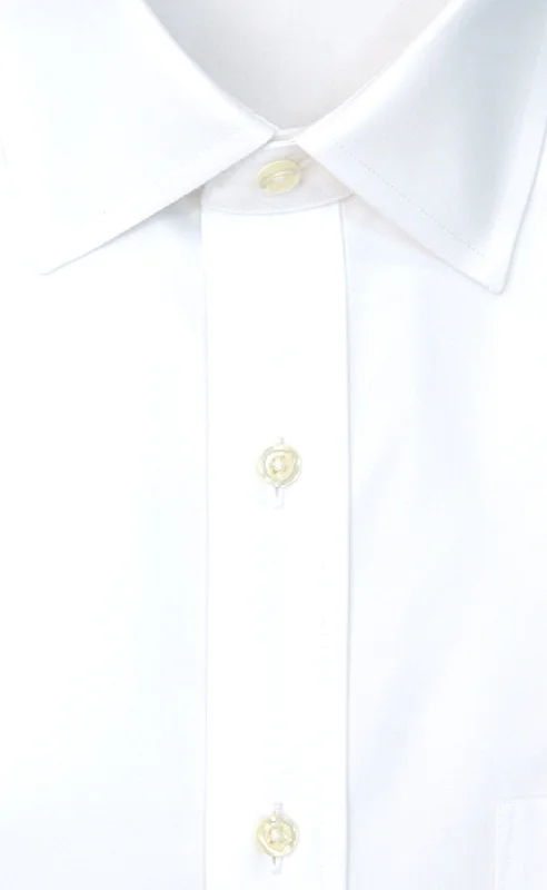 Slim Fit White Solid Spread Collar Supima® Cotton Non-Iron Pinpoint Oxford Dress Shirt