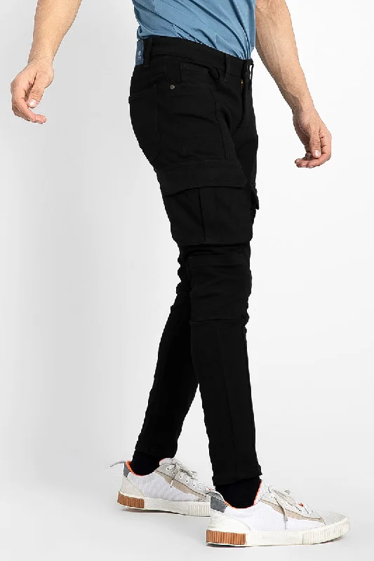 Super Skinny Jet Black Cargo Denim