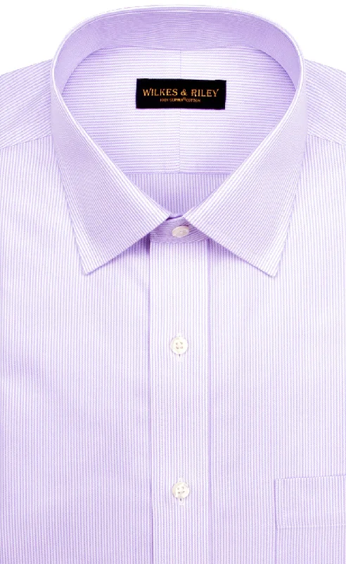 Tailored Fit Purple Stripe Spread Collar Supima® Cotton Non-Iron Twill Dress Shirt