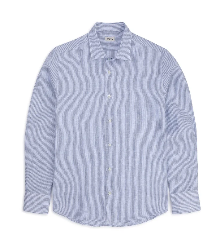 Trunk Audley Irish Linen Bengal Stripe Shirt: Blue