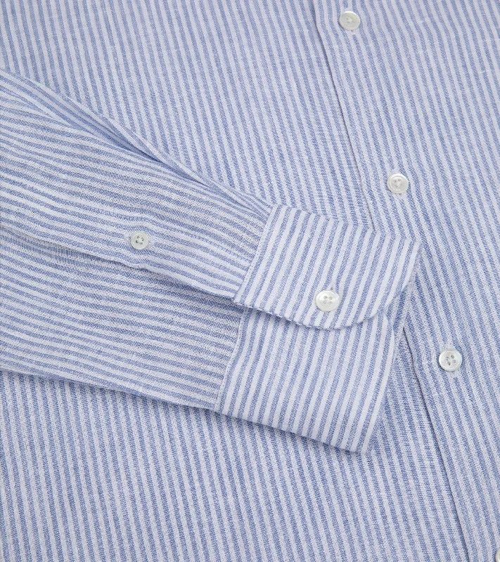 Trunk Audley Irish Linen Bengal Stripe Shirt: Blue