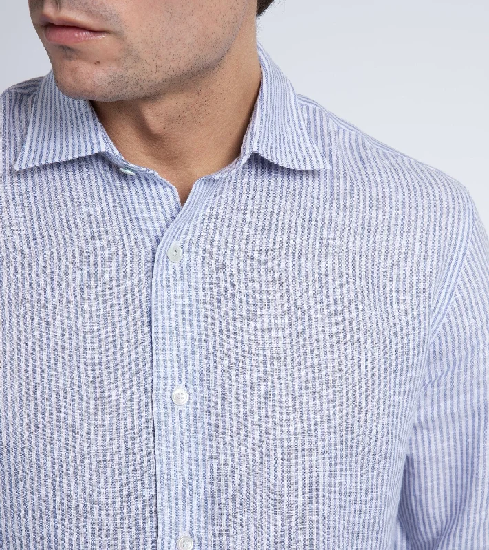 Trunk Audley Irish Linen Bengal Stripe Shirt: Blue