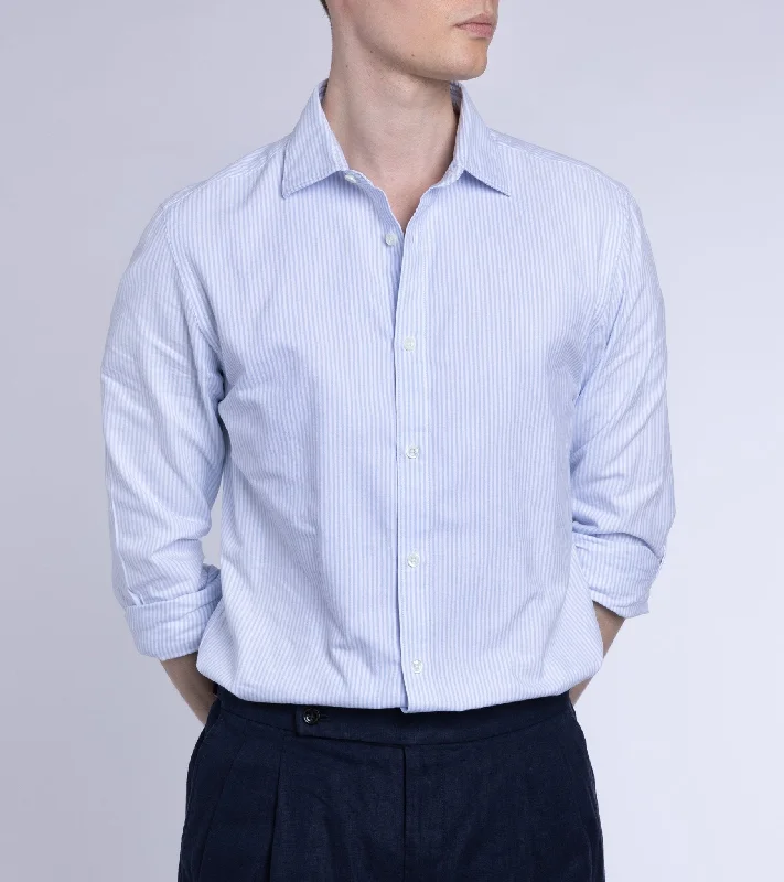 Trunk Austin Cotton Stripe Oxford Shirt: Light Blue