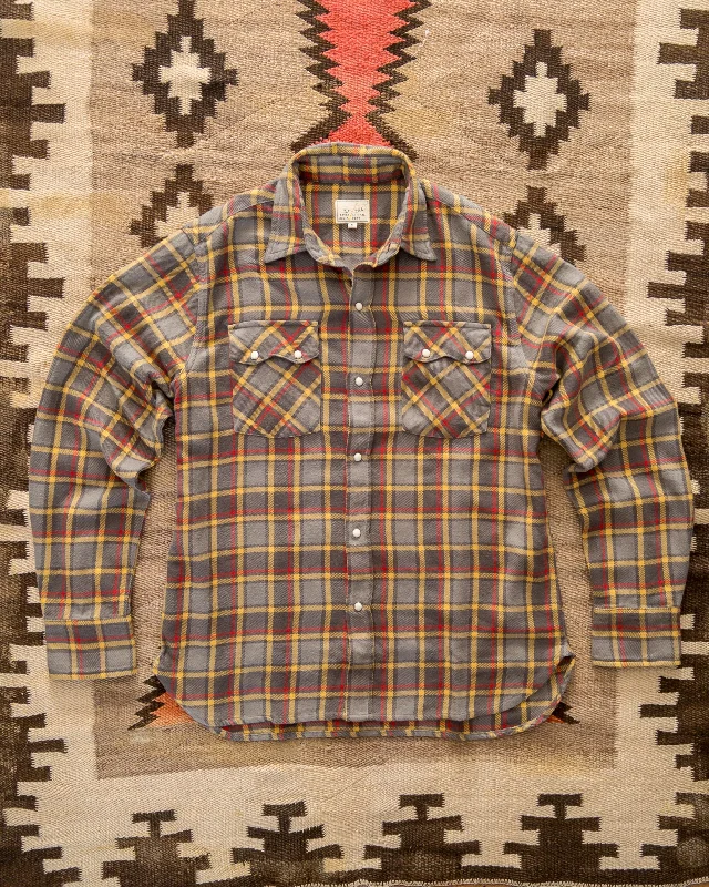 Washed Flannel Pearlsnap Shirt - Dusk Plaid