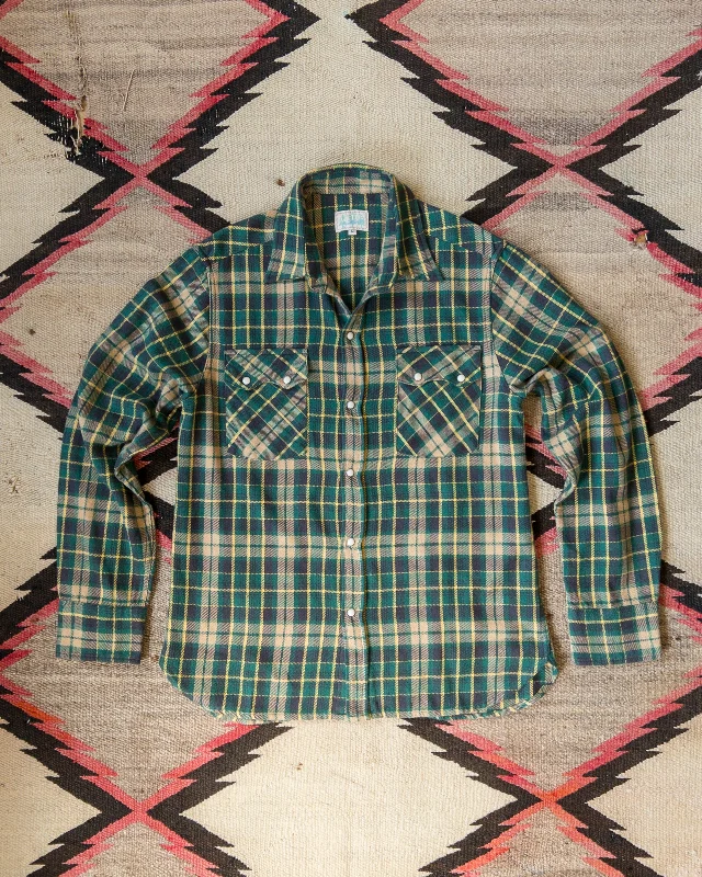 Washed Flannel Pearlsnap Shirt - Wisconsin White Pine