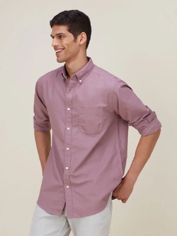 WES Casuals Mauve Cotton Relaxed-Fit Shirt