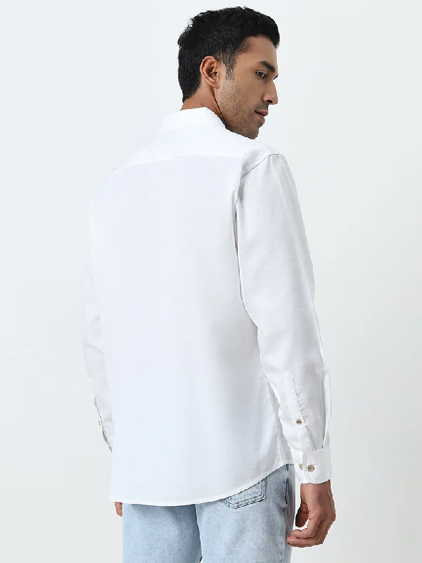 WES Casuals White Solid Relaxed-Fit Shirt