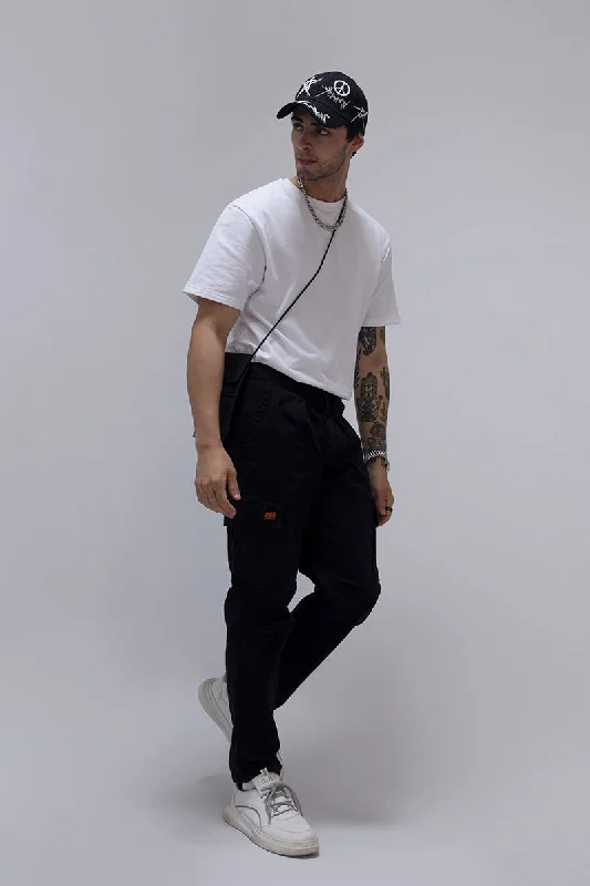 Whis Black Tapered Cargo Pant